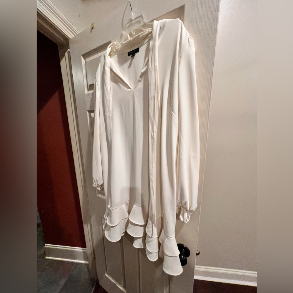 Prabal Gurung For JCPenny Elegant Off White Ruffle Mini Dress